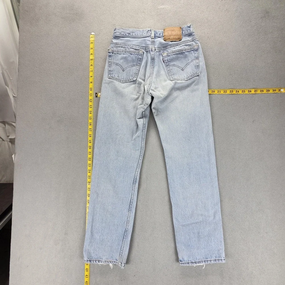 Vintage Levis 501 Jeans Mens Blue Light Wash Button Fly Made In USA Fits 27x30